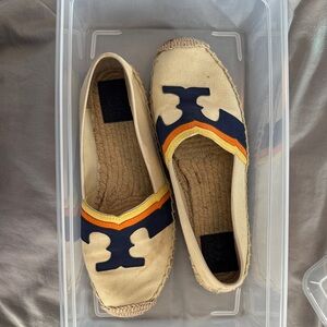 Tory Burch Beige and Navy Espadrilles